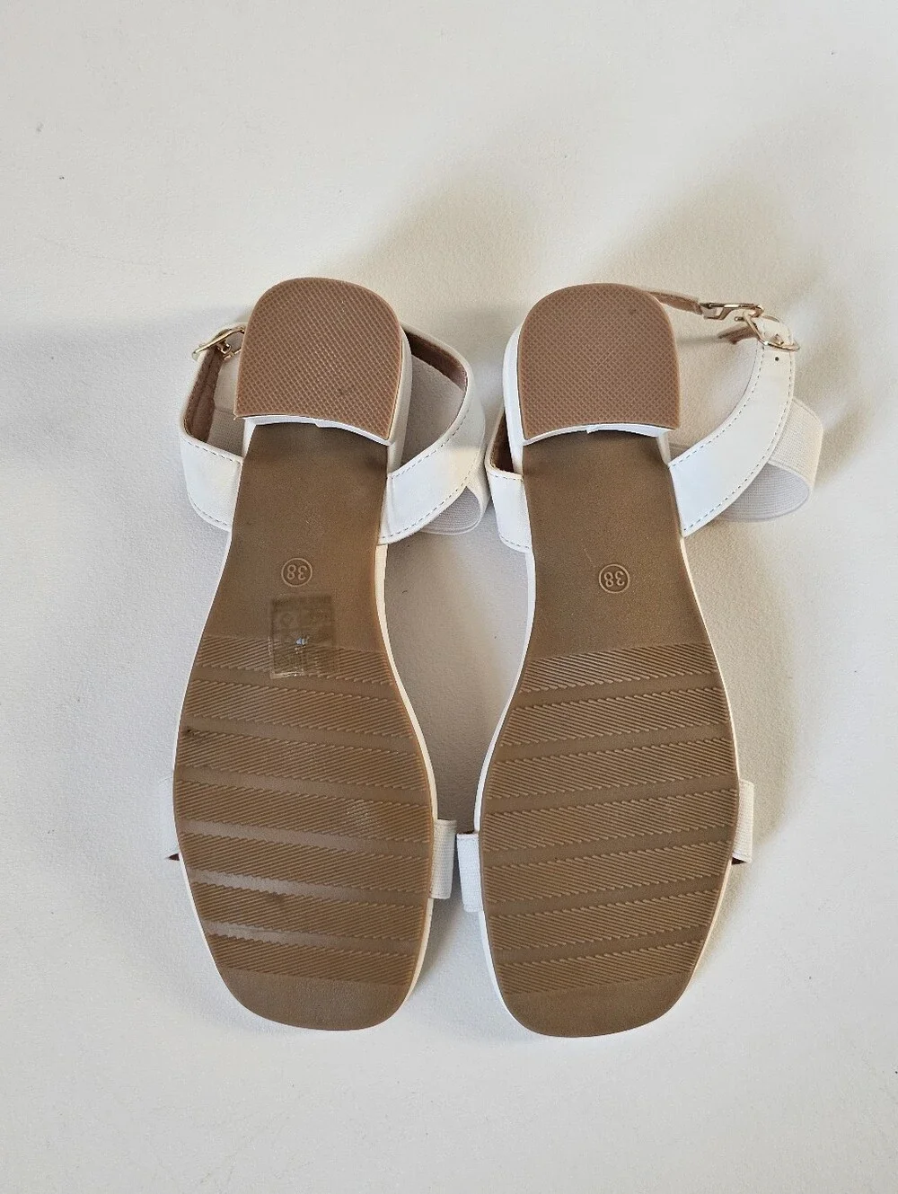 White Double Strap Low Block Heel Girls Sandals Girls EU 38 US 6 Dress Shoes